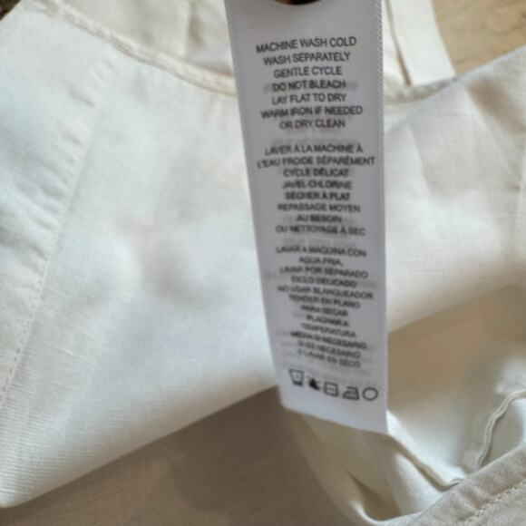 Frame Cotton Linen Blend Patch Pocket Utility Cropped Short Sleeve Top Cream XS - Picture 10 of 10